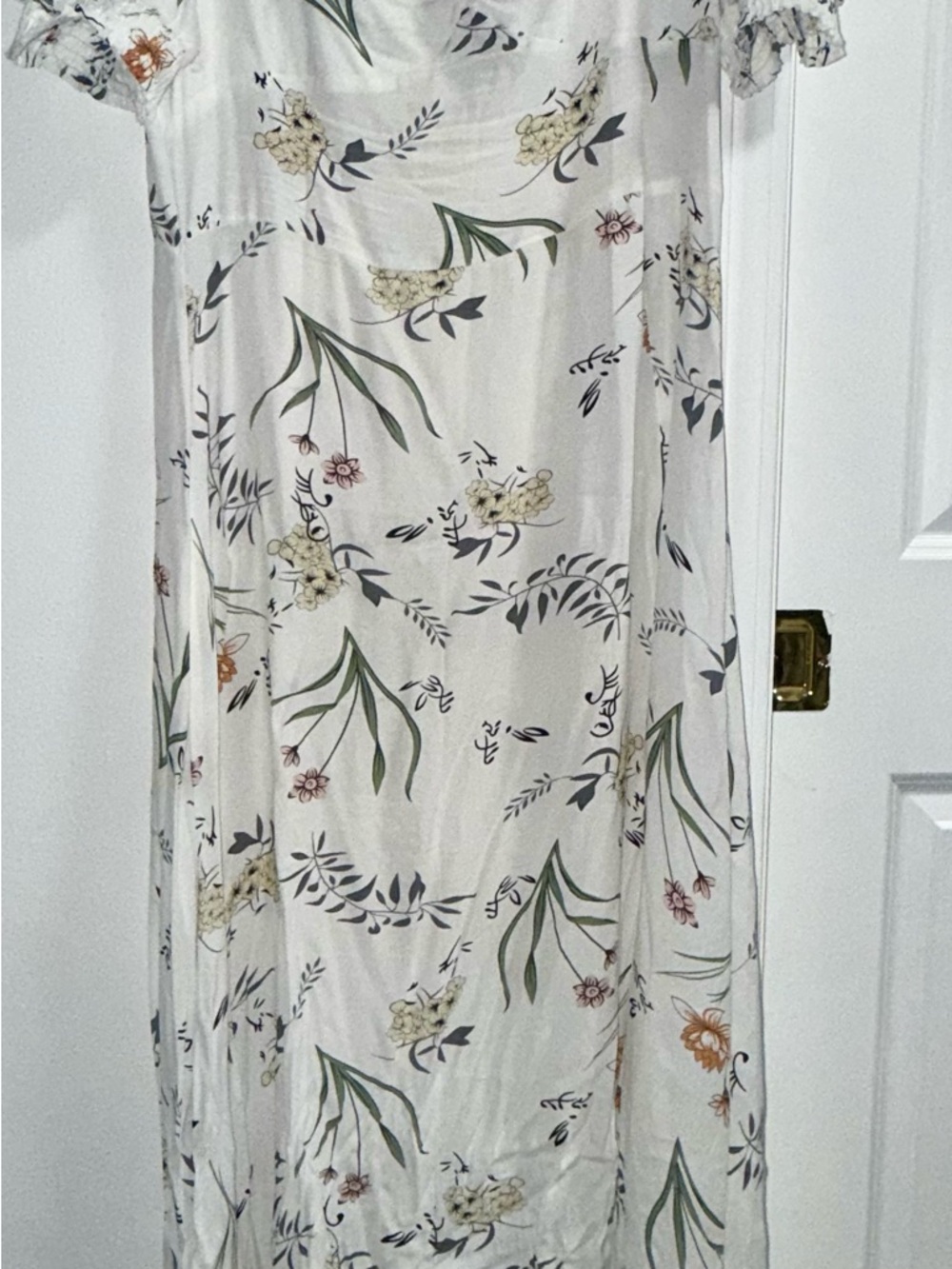 Petal & Pup Cream Floral Maxi Dress with Green and Orange Accents